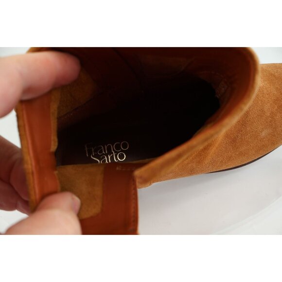 Franco Sarto Womens Malina Ankle Boots Booties Tan Brown Suede Zip Block 11 M - Picture 9 of 12